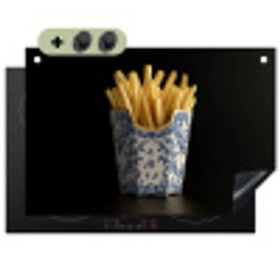 Friet - Porselein - Delfts blauw - Eten Inductie beschemer met haakjes klein -3d