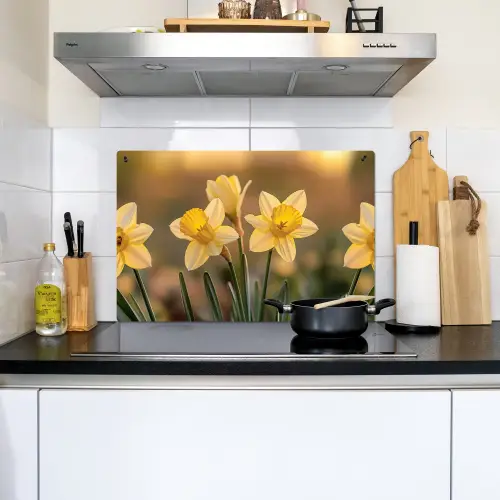 Bloemen - Geel - Wazig Inductie beschemer met haakjes klein -sfeer2