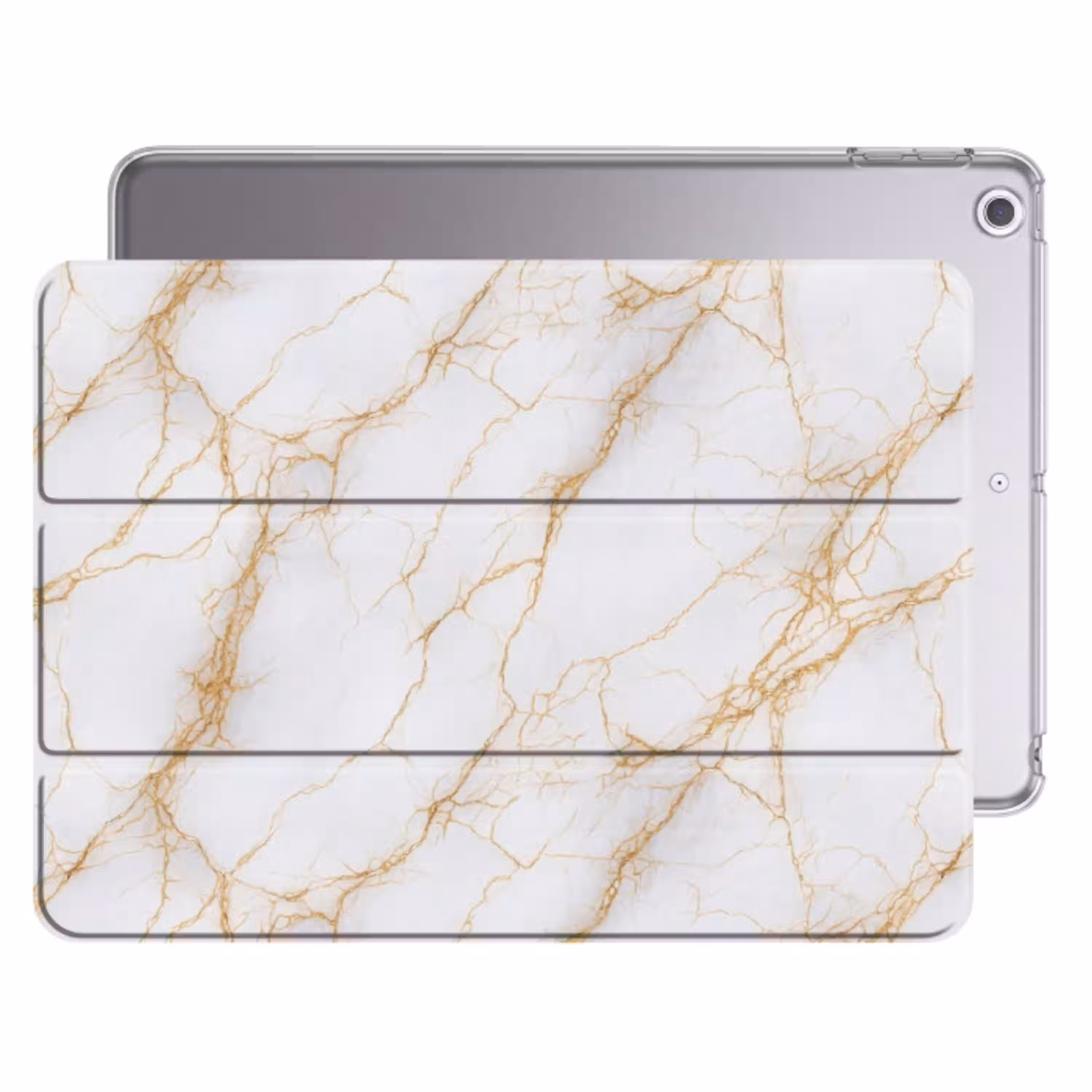 Wit - Goud - Marmer - Aders Apple iPad 2017 middel 1172 -threedimensional_3d_global