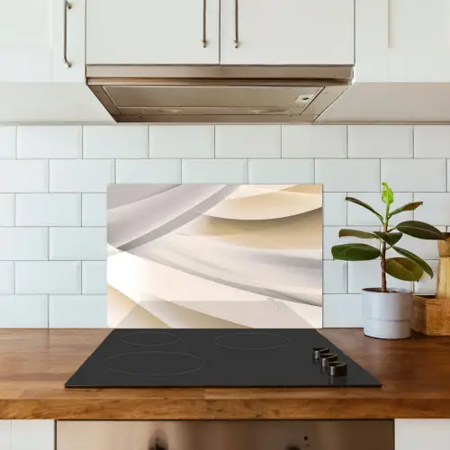 Golven - Abstract - Beige keuken achterwand spatscherm klein -sfeer2