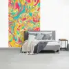 Geel - Roze - Blauw - Retro fotobehang vinyl groot -slaapkamer