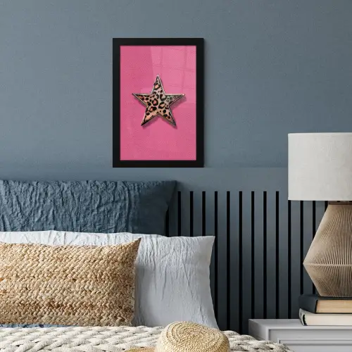 Ster - Luipaard - Print - Roze fotolijst zwart zonder passe partout klein -sfeer3
