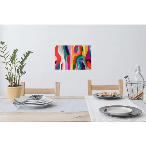 Abstract - Kleurrijk - Golven - Lijnen Muursticker klein -eettafel