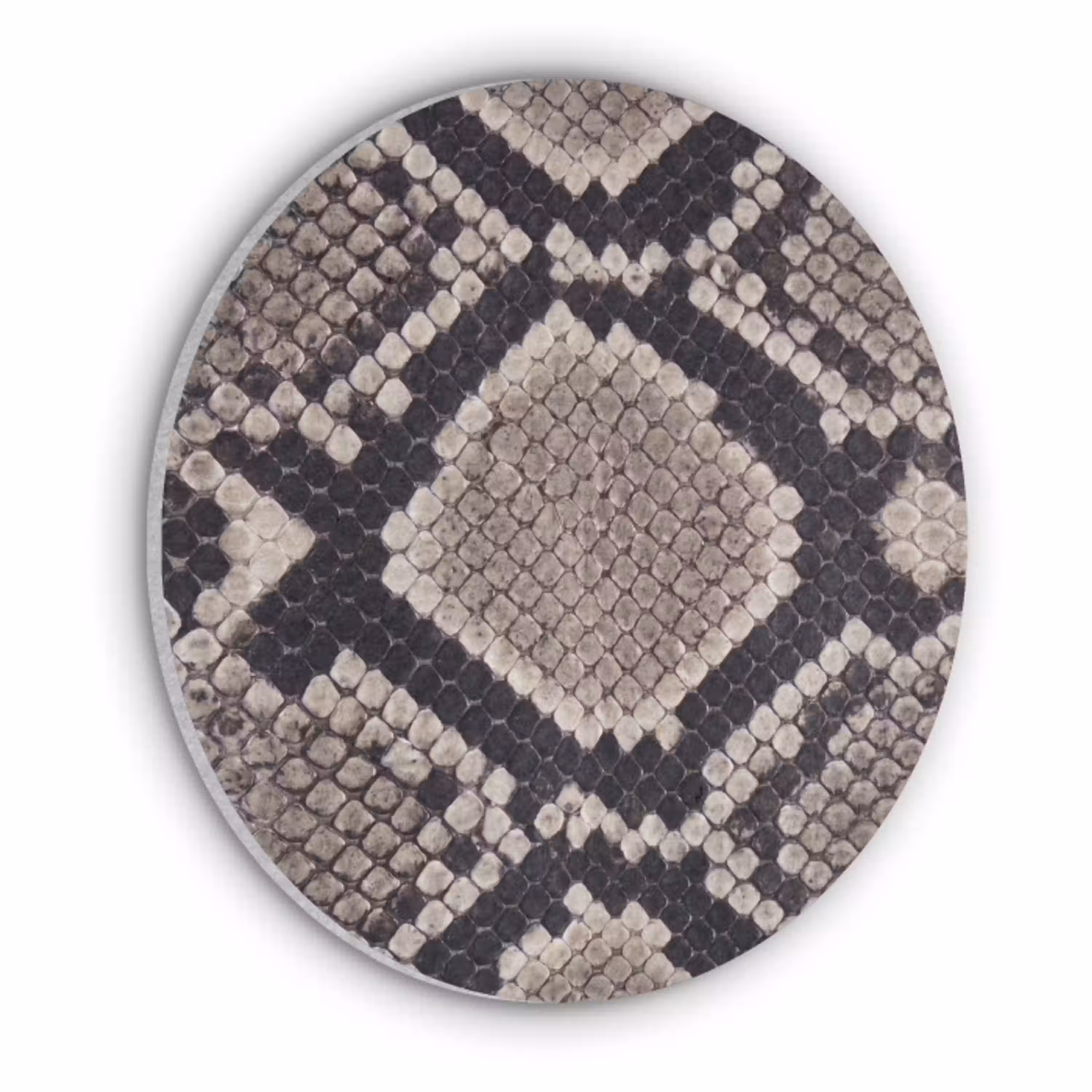 Slangenleer - Patroon - Beige Akoestische PET Vilt - Rond klein -3d