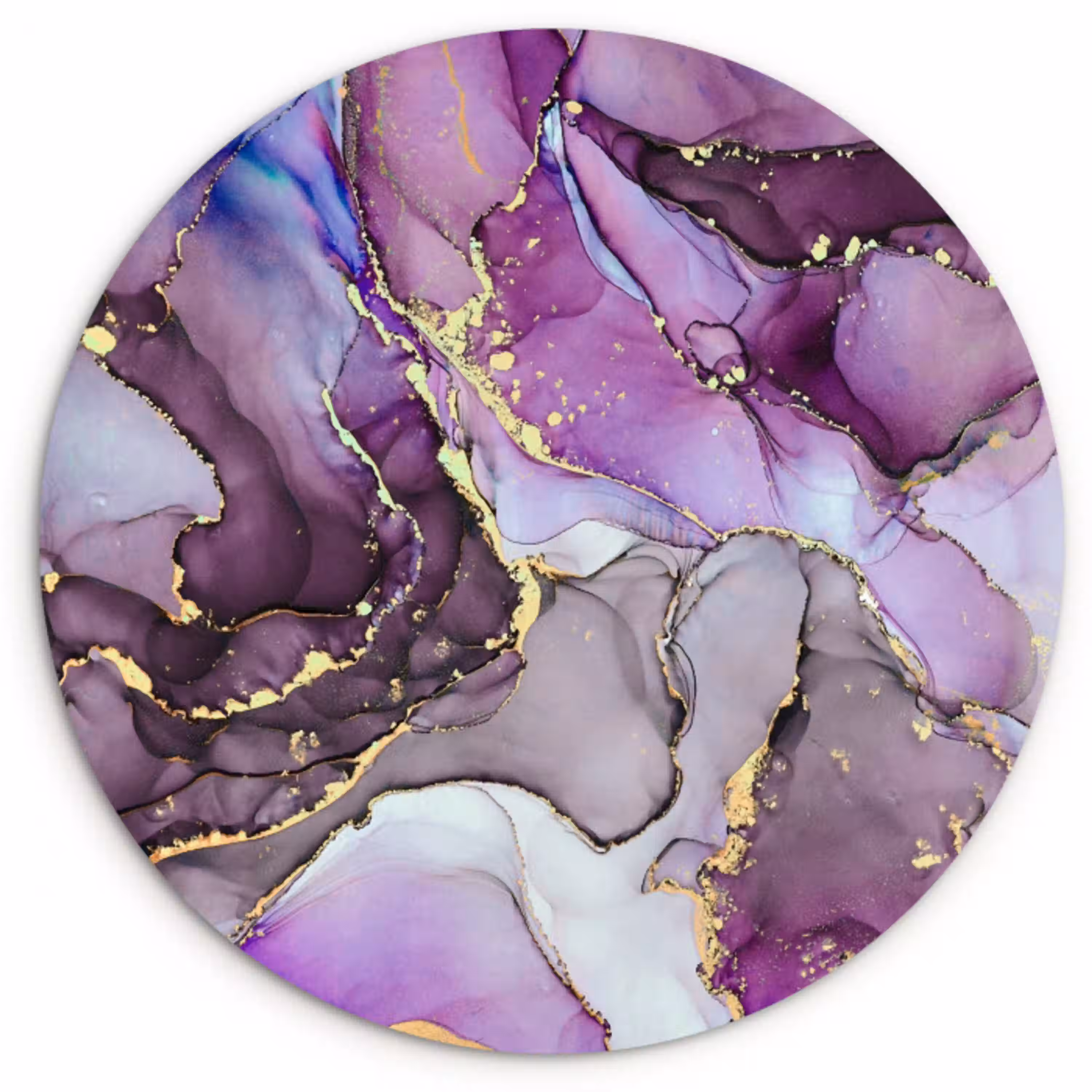 Marmer - Roze - Paars - Gold Wandcirkel kunststof plaat 5mm dik klein -3d