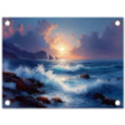 Golven - Zee - Kleurrijk - Rotsen tuinposter los doek klein -3d
