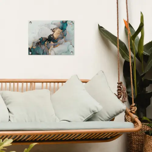 Blauw - Marmer - Goud tuinposter los doek klein -sfeer7