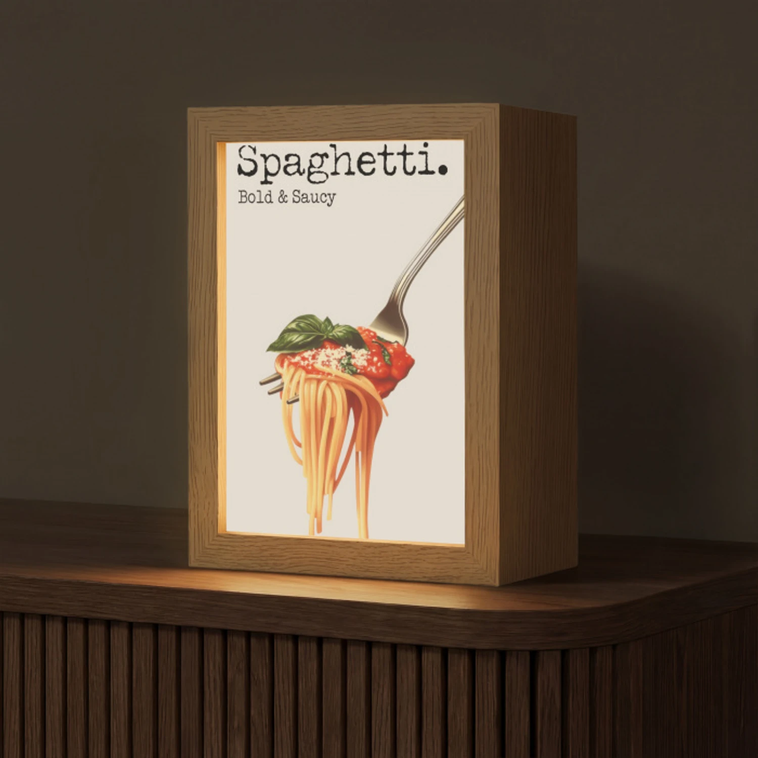 Spaghetti - tomatensaus - Parmezaanse kaas Light Box met kabel (Tafellamp) klein -z3d_website