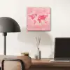 Wereldkaart - Roze - Vaag aluminium wit klein -sfeer5