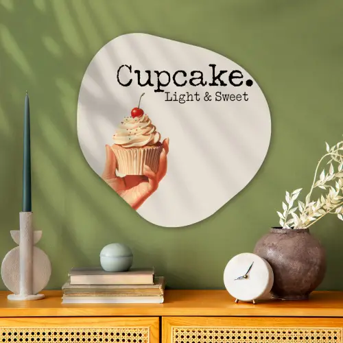 Cupcake - Zoet - Kers Wandcirkel Organisch Plexiglas middel -sfeer2