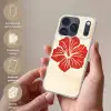 Rode hibiscusbloem - Textuur achtergrond - Beige Telefoonhoesje iPhone 17 Pro klein -sfeer3_NL