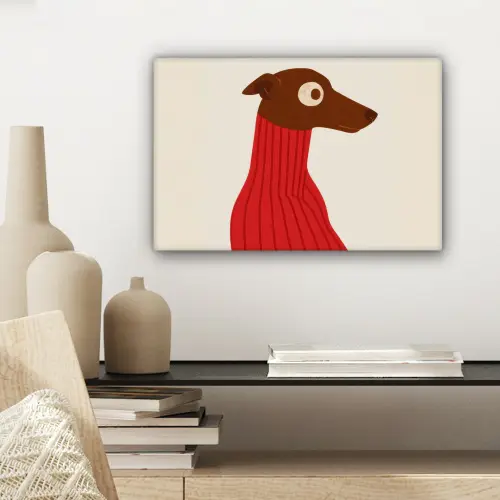 Silhouet - Hond - Trui - Rood canvas 2cm klein -sfeer6