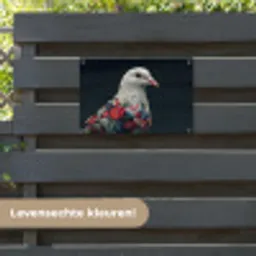 Duif - Bloemen - Wit - Zwart tuinposter los doek klein -sfeer3