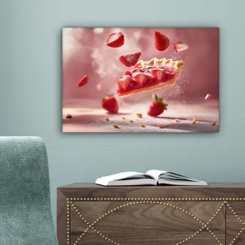 Aardbei - Taart- Eten - Roze canvas 2cm klein -sfeer4