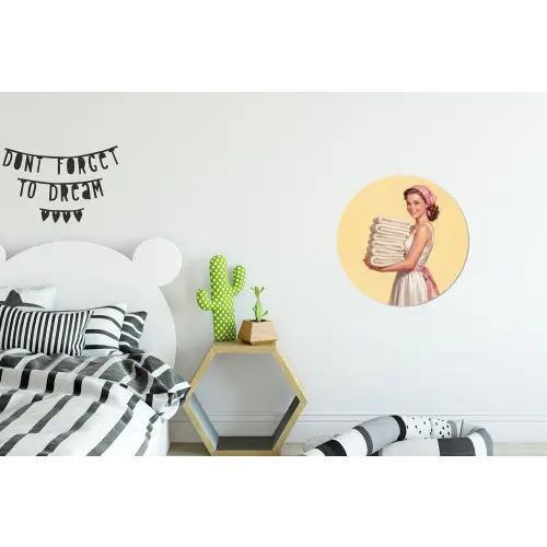 Handdoeken - Vrouw - Jurk - Roze Wandcirkel aluminium klein -kinderkamer