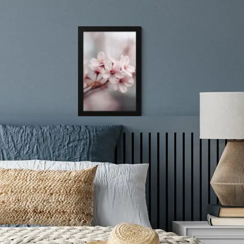 Bloesems - Meeldraden - Geel - Wazig fotolijst zwart zonder passe partout klein -sfeer3