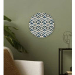 Tegel - Patroon - Blauw - Beige Wandcirkel kunststof plaat 5mm dik klein 188 -sfeer3
