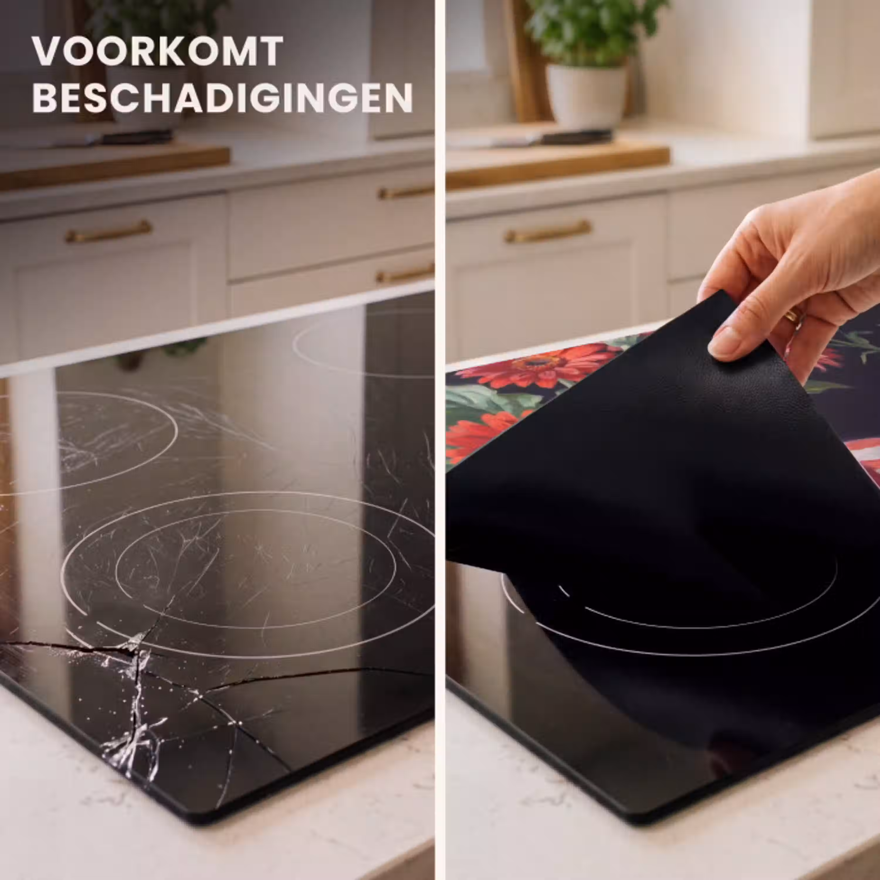 Rode bloemen - Vaas Inductie beschermer vinyl 3mm klein -sfeer1