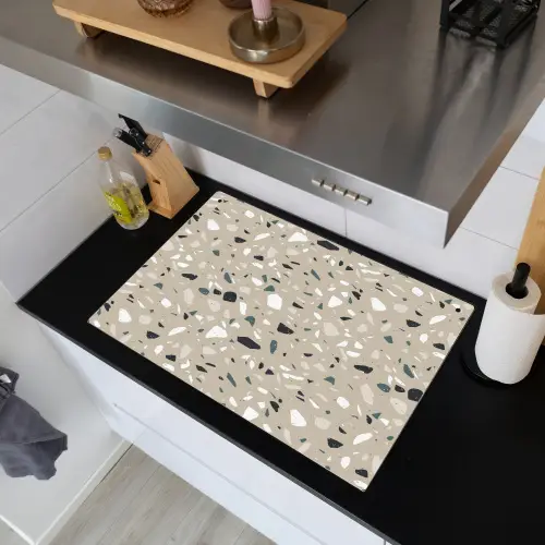 Terrazzo - Patroon - Groen Inductie beschemer met haakjes klein 777 -sfeer1