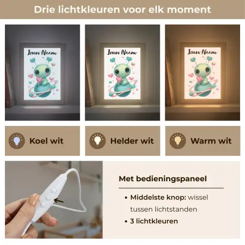 Ruimte - Wezen - Hartjes - Planeet Light Box met kabel (Kinderlampje) klein -USP_lichtkleurNL