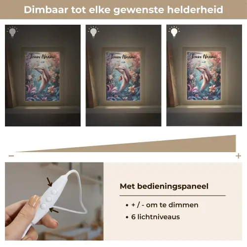 Dolfijn - Vissen - Onderwaterwereld - Bloemen Light Box met kabel (Kinderlampje) klein -USP_dimbaarNL