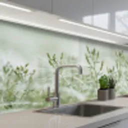Grassen - Minimalistisch - Groen keuken achterwand 2 middel -3d_schuin
