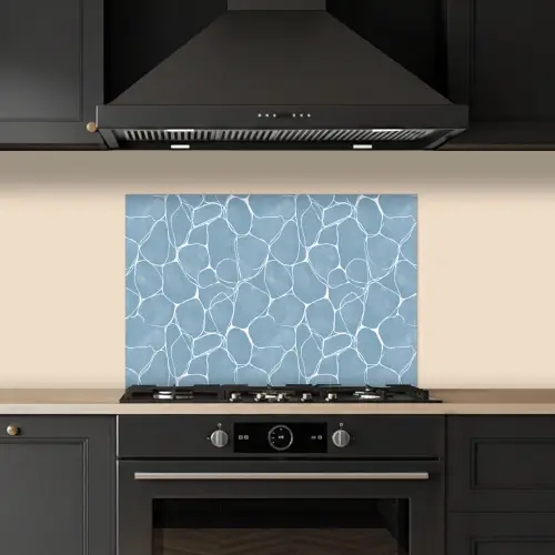 Organisch - Patroon - Blauw keuken achterwand spatscherm klein 900 -sfeer1