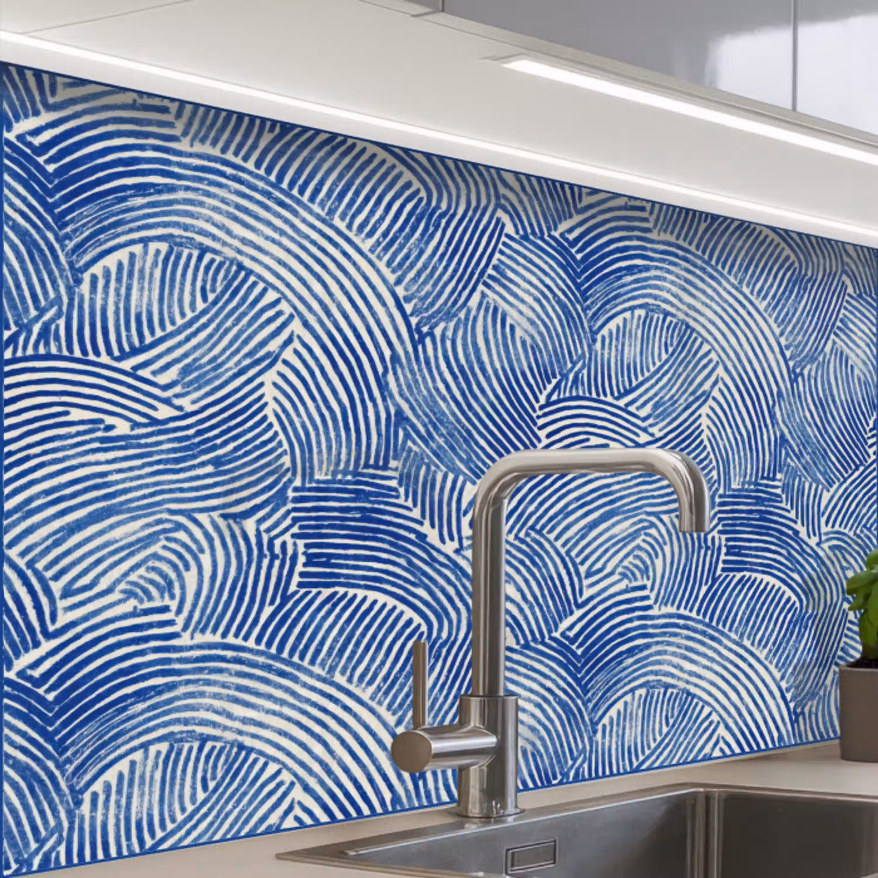 Modern - Abstract - Blauw keuken achterwand 2 middel 865 -zzzz3d_schuin