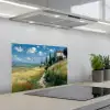 Zandpad - Huis - Bomen - Grasveld keuken achterwand spatscherm klein -3d_schuin