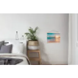 Zonsondergang - Strand - Zee - Zomer - Blauw textielposter latten blank klein -woonkamer