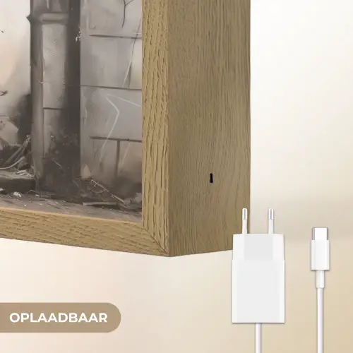Kunst - Meisje - Ballonnen - Hart - Grijs Light Box met batterij (Wandlamp) middel -USP_websiteoplaadbaarNL