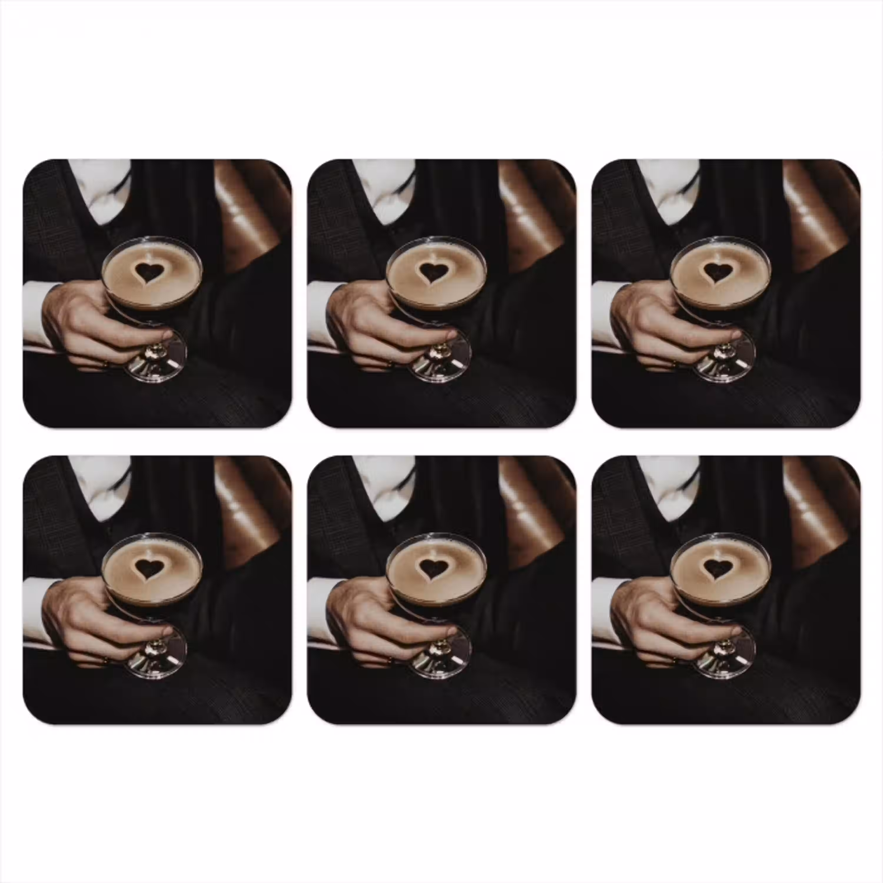 Hartje - Cocktail - Espresso Martini - Hand onderzetter kurk middel -3d