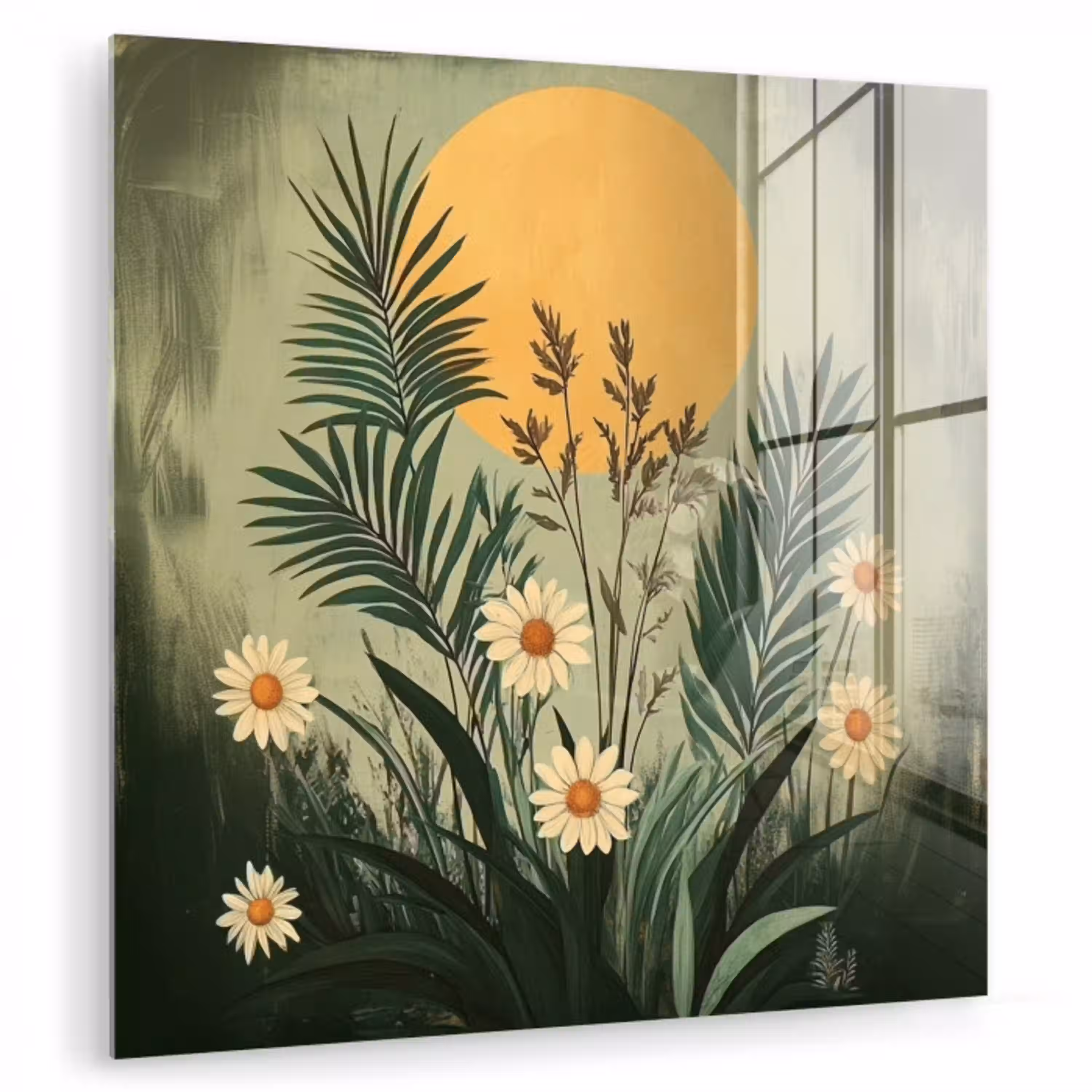 Bloemen - Bladeren - Zon - Groen plexiglas 5mm klein -zzzproduct_nieuw
