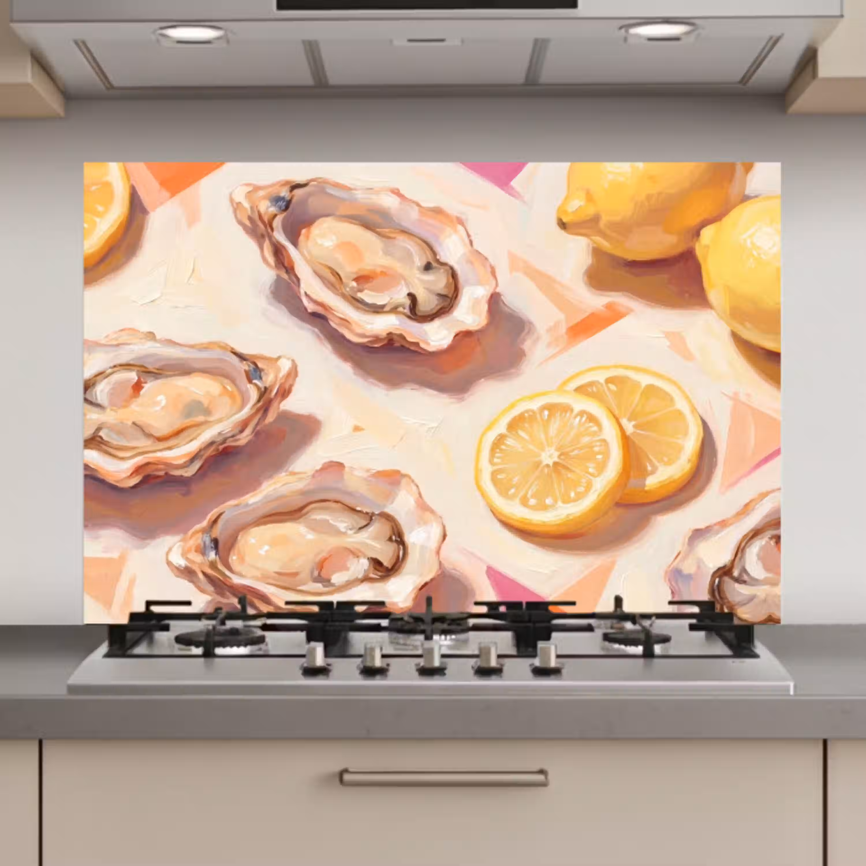 Stilleven - Citroenen - Oesters - Abstract - Oranje keuken achterwand spatscherm klein -3d_website