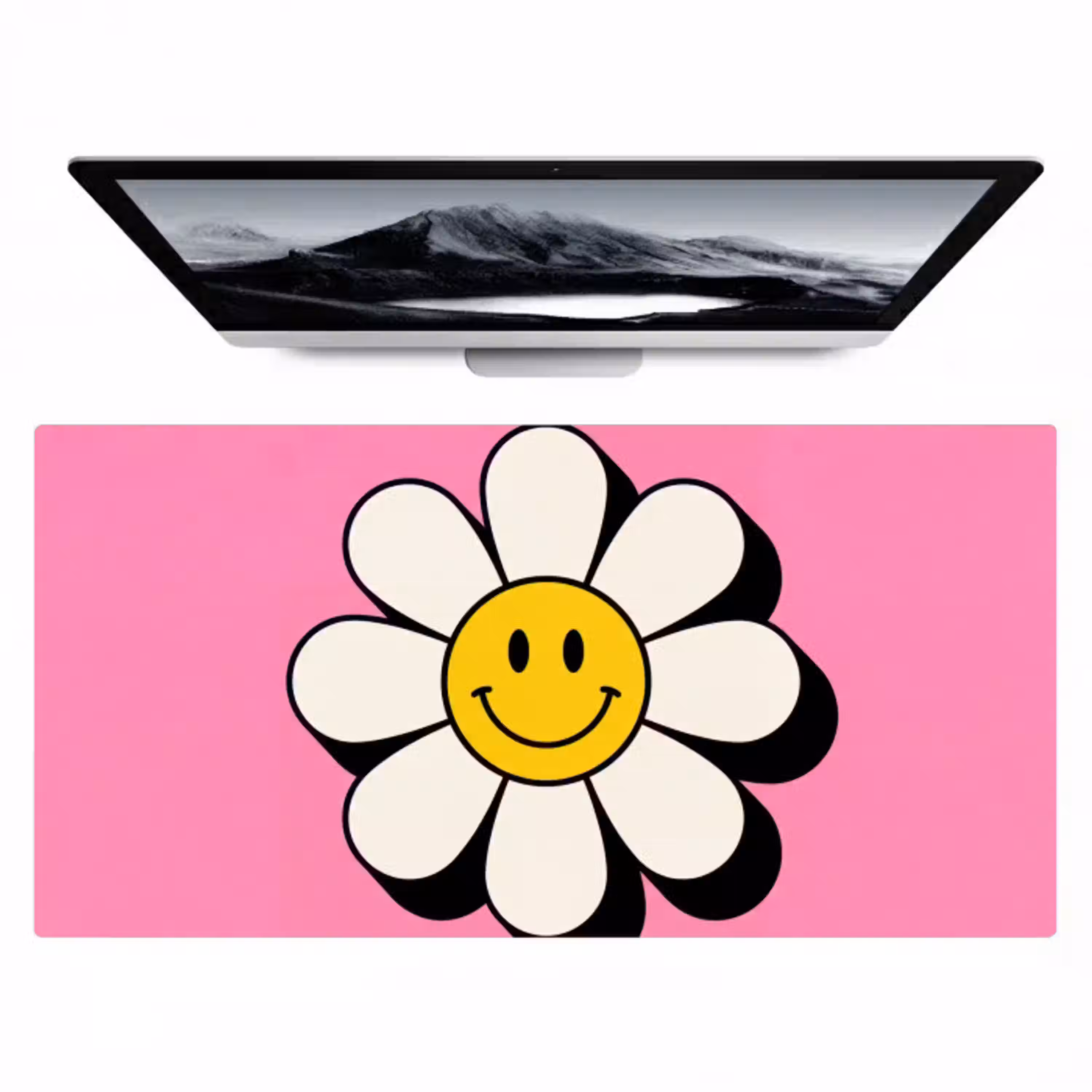 Smiley - Bloem - Roze Muismat XXL klein -zzz3d