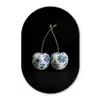 Kersen - Delfts blauw - Fruit Wandcirkel Ovaal Forex klein -3d