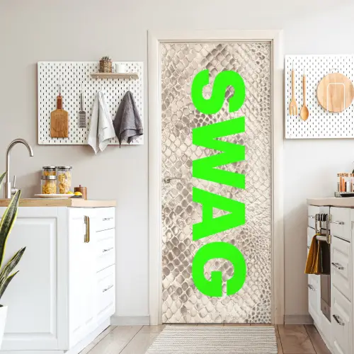 Slangenprint - SWAG - Neon - Groen deurposter klein -sfeer5