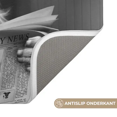 Schotse hooglander - Koe - Krant - WC - Zwart wit WCmat klein -USP_AntislipNL