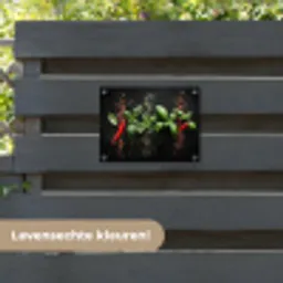 Chilipepers - Basilicum - Blaadjes - Rood tuinposter los doek klein -sfeer3