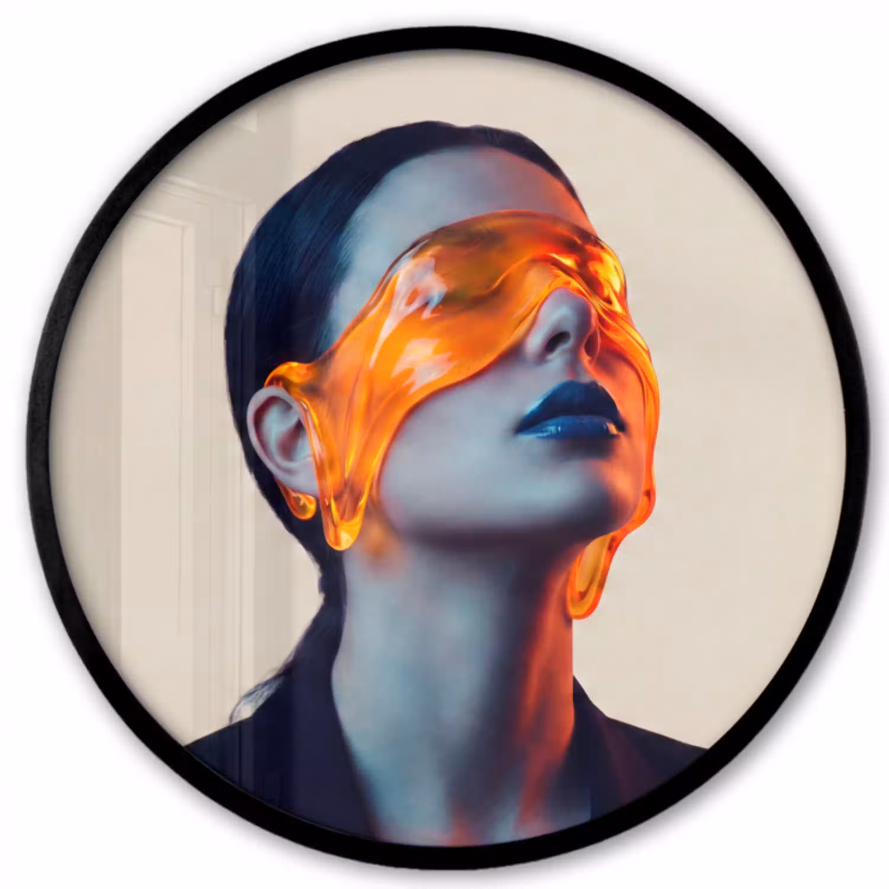 Vrouw - Oranje - Abstract - Modern - Kleurrijk Fotolijst rond zonder passe partout klein -3d
