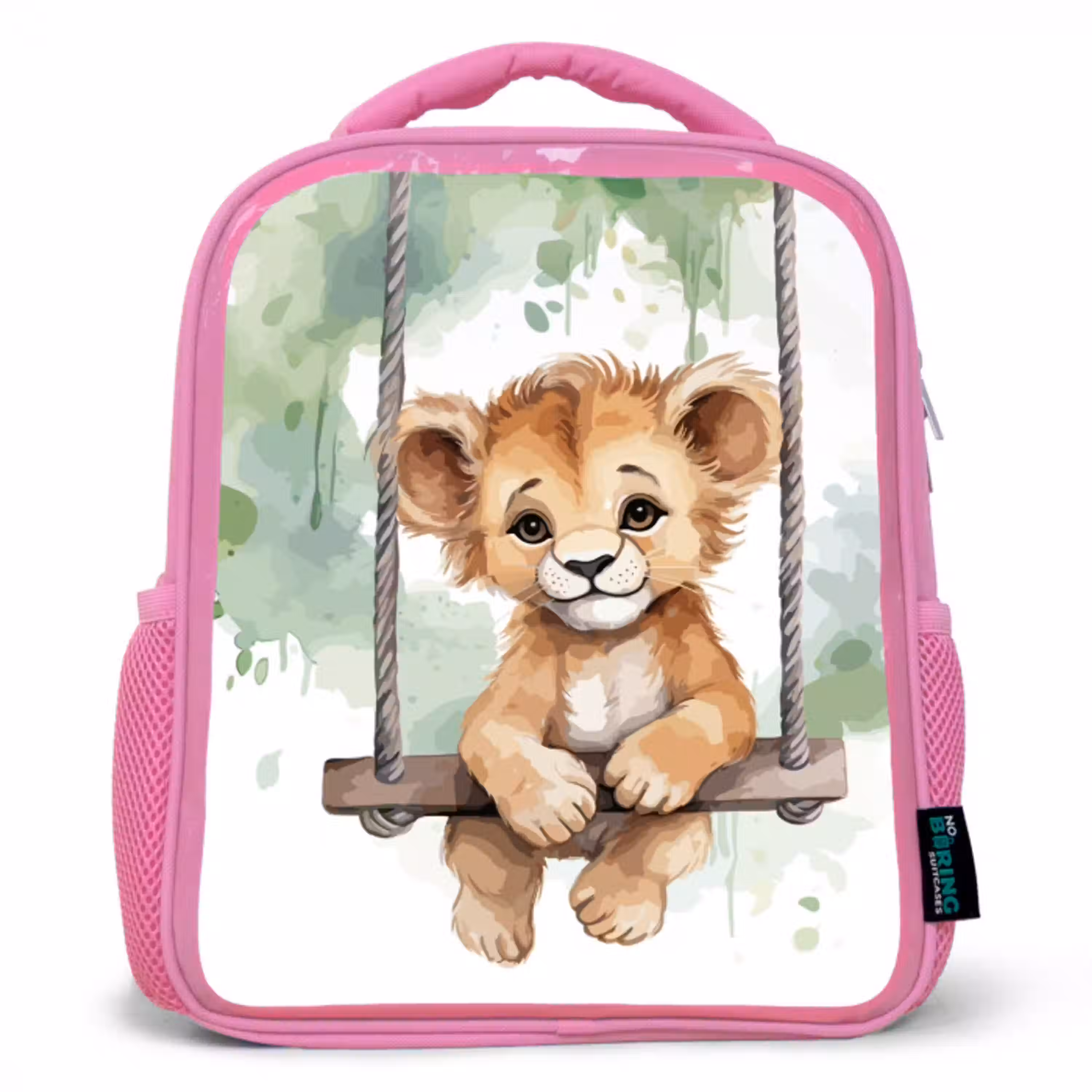 Leeuw - Dier - Kinderen - Jungle Kinderrugzak - Roze middel -3d