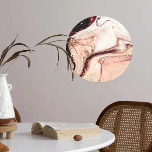 Steen - Marmer - Edelsteen - Abstract - Natuur - Roze Wandcirkel behangsticker klein -sfeer3