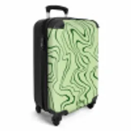 Lichtgroene achtergrond met abstracte donkergroene lijnen NBS - Handbagage koffer - Unisex middel -productfoto_3d