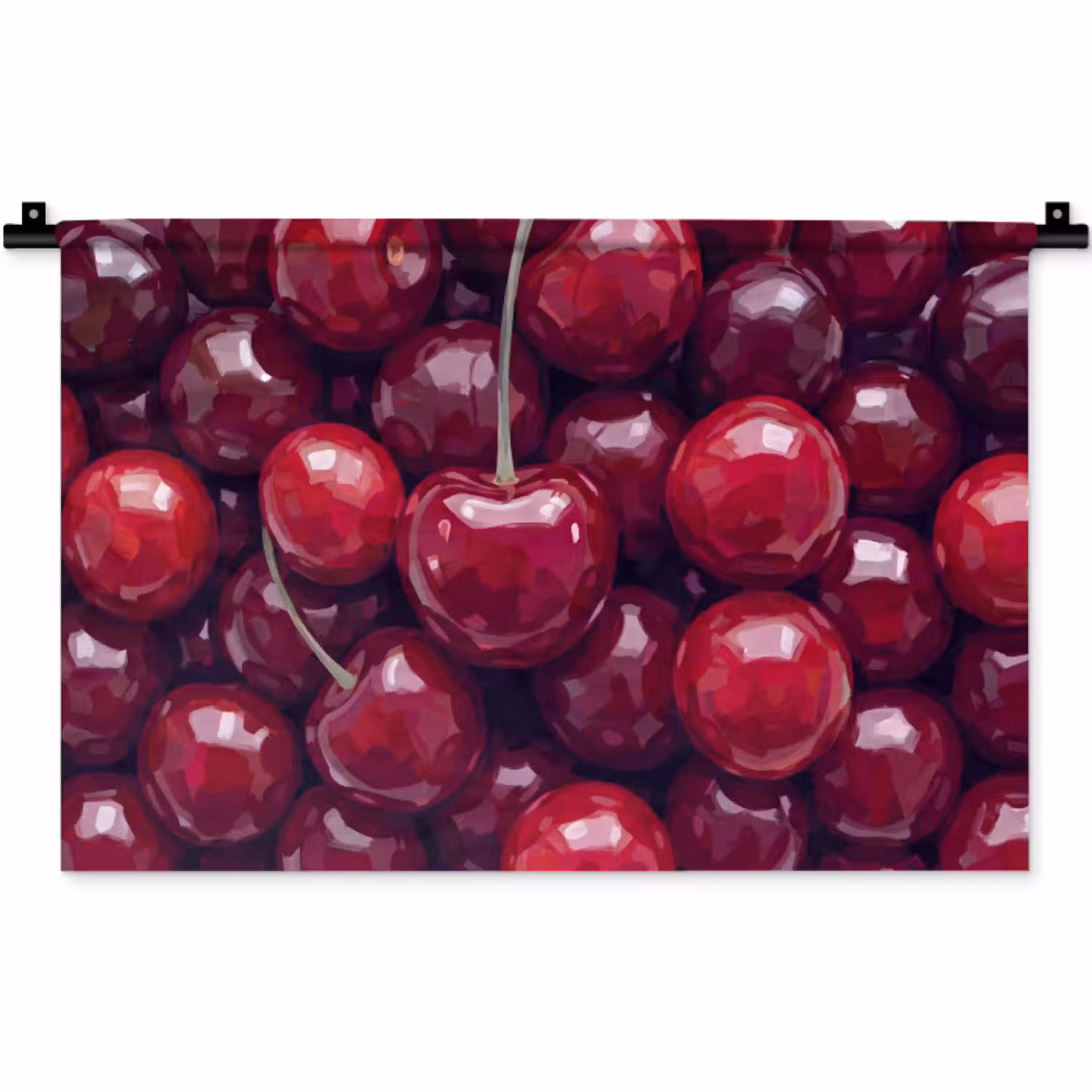Fruit - Kersen - Eten - Modern - Rood Wandkleed katoen klein -zz3d