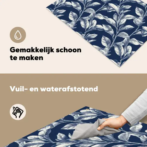 Botanisch - Patroon - Blauw Inductie beschemer met haakjes klein 777 -ky-schoon-nl