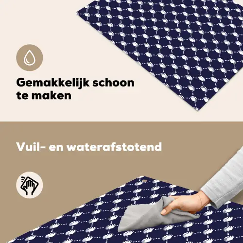 Oceaan - Schelp - Blauw - Wit Inductie beschemer met haakjes klein 777 -ky-schoon-nl