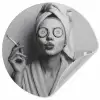Vrouw - Masker - Wijn - Sigaret Wandcirkel behangsticker klein -3d