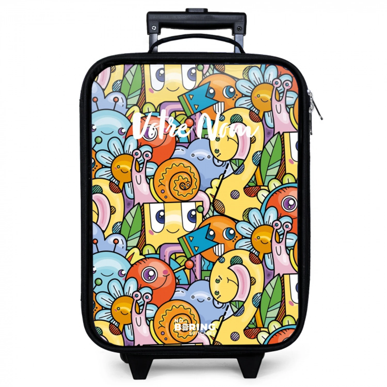 Cartoon van verschillende wezens en gezichten Kinderkoffer - Zwart klein -zzz_website3d