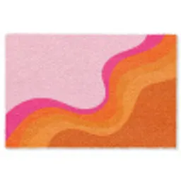 Retro - Waves - Kleurrijk Vloerkleed Rechthoek klein -3d