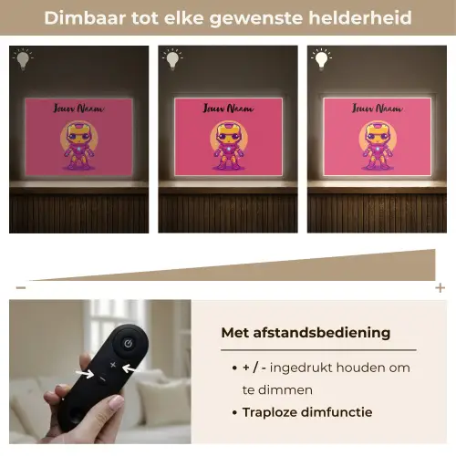 Superheld - Jongens - Rood - Paars Light Box met batterij (Wandlamp kind) middel -USP_dimbaarNL